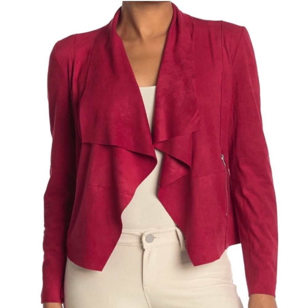 Bagatelle Collection Draped Faux Suede Red Jacket Size Large - Picture 8 of 9